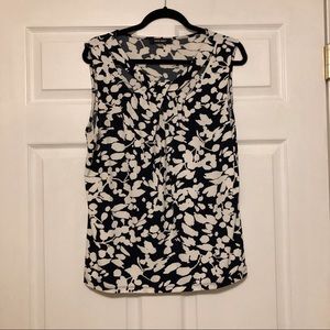 Nine West Floral Patterned Sleeveless Top Blue XL